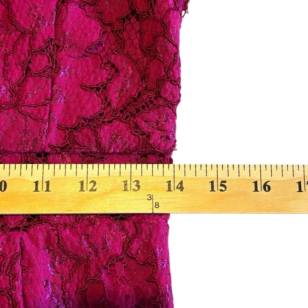 NSR‎ Fuchsia Lace Midi Dress Sz S Floral Sheath Cocktail Party